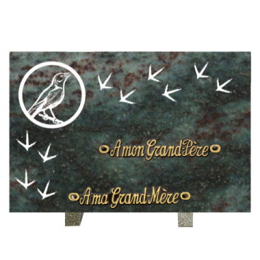 Plaque gravure oiseau empreinte 20x30cm