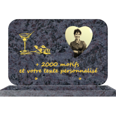 Plaque funéraire personnalisable rectangle coin arrondi 30x20cm