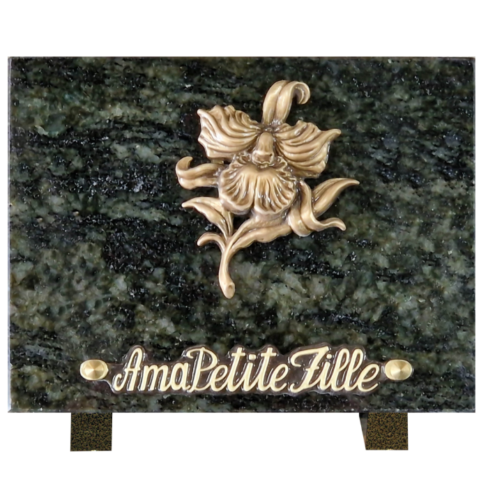 Plaque bronze orchidée 15x20cm