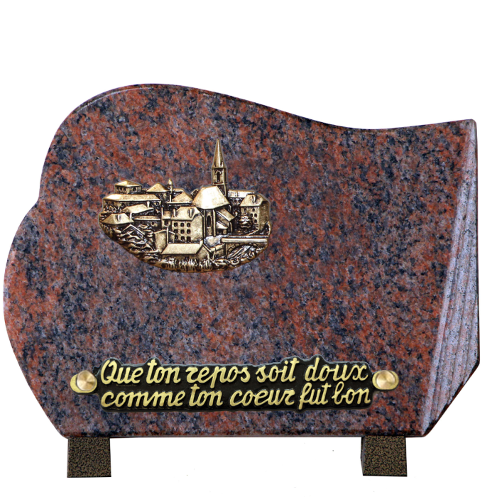 Plaque forme bronze village 15x20cm