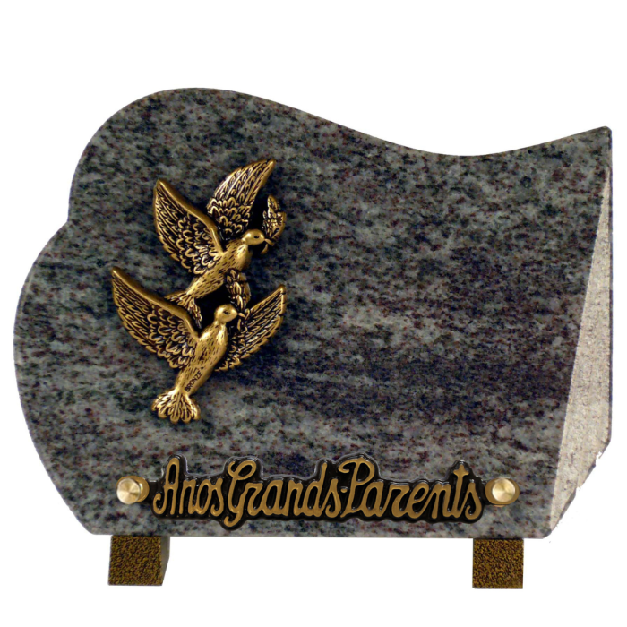Plaque forme bronze deux colombes 15x20cm