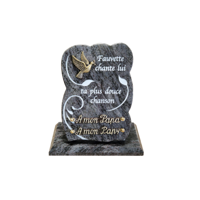 Plaque verticale gravure bronze colombe 18x25cm