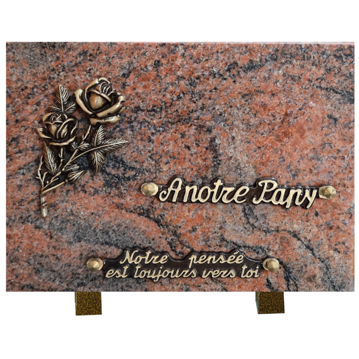 Plaque bronze 2 roses 18x25cm