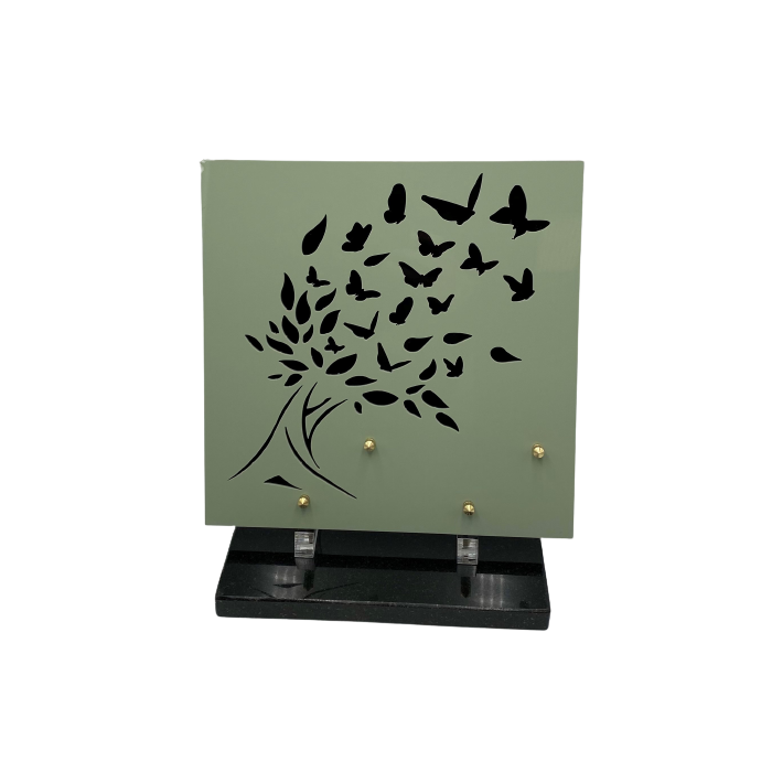 Plaque plexiglas carrée arbre papillon 33x28cm