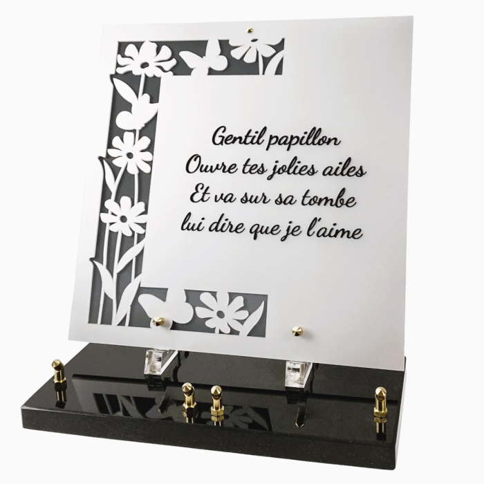 Plaque plexiglas carré fleurs taillées 31x31cm