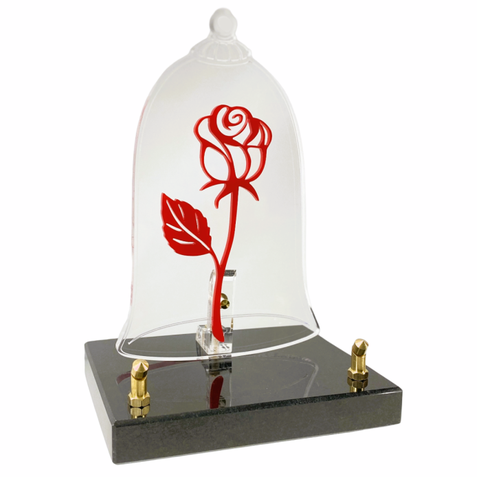 Plaque plexiglas cloche rose rouge 15x5x22,5cm