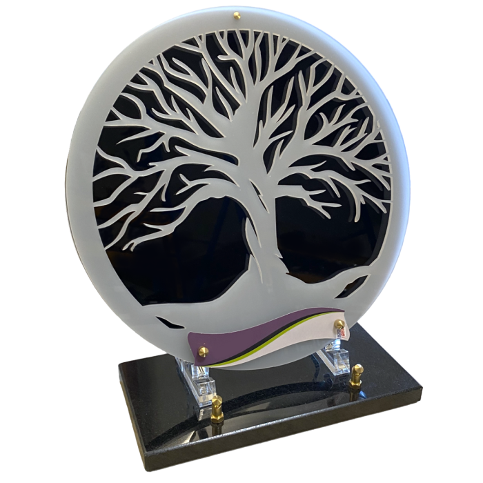 Plaque plexiglas ronde arbre de vie 30x31,5cm
