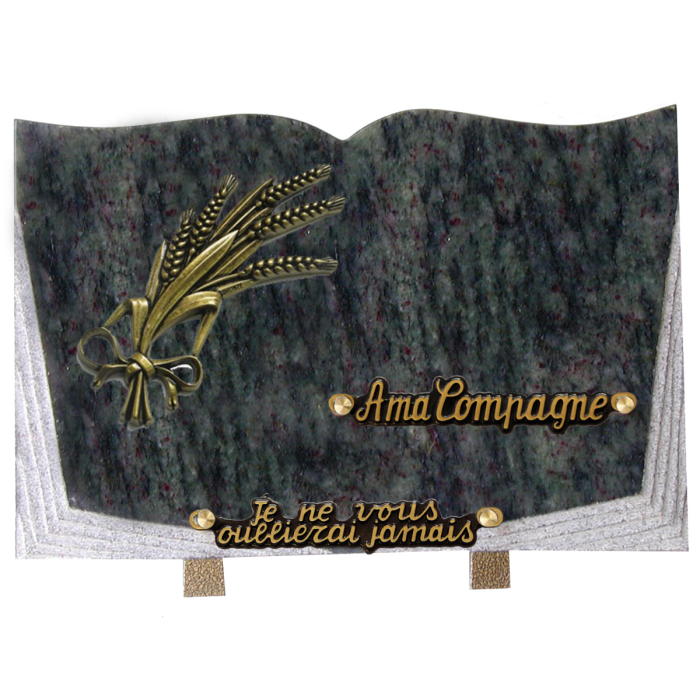 Plaque livre bronze épi de blé 20x30cm