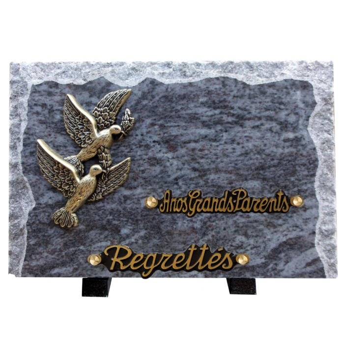 Plaque bords bruts bonze colombes 20x30cm