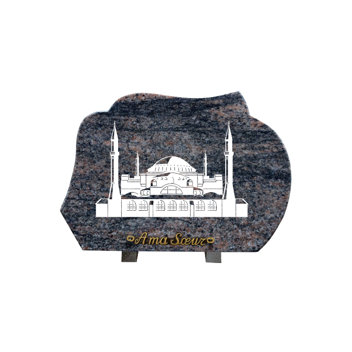 Plaque forme gravure mosquée 25x35cm