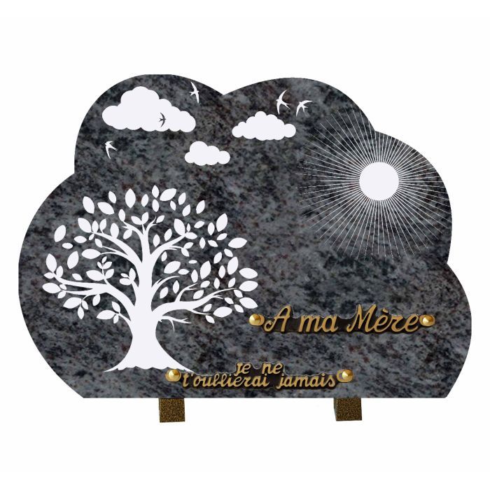 Plaque forme gravure arbre de vie nuage 25x35cm
