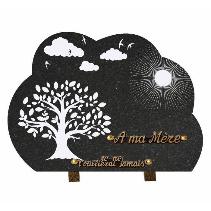 Plaque forme gravure arbre de vie nuage soleil 25x35cm