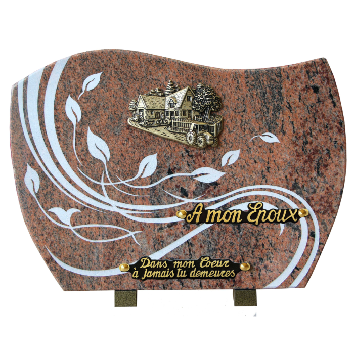 Plaque forme gravure fresque bronze ferme 25x35cm