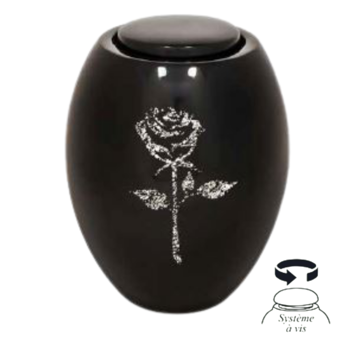 Urne empreinte rose noire