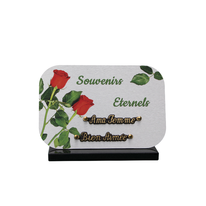 Plaque dibond rectangle arrondis 2 roses