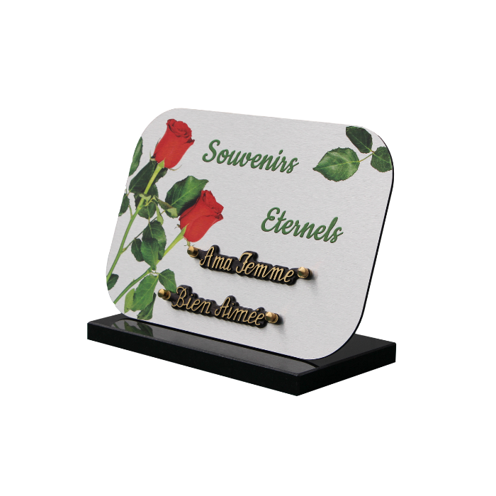 Plaque dibond rectangle arrondis 2 roses