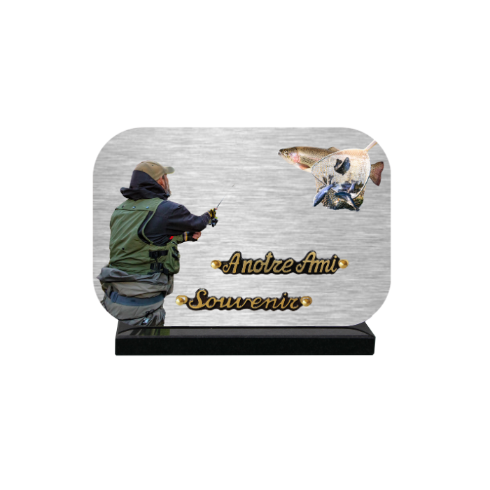 Plaque dibond rectangle arrondi pêcheur