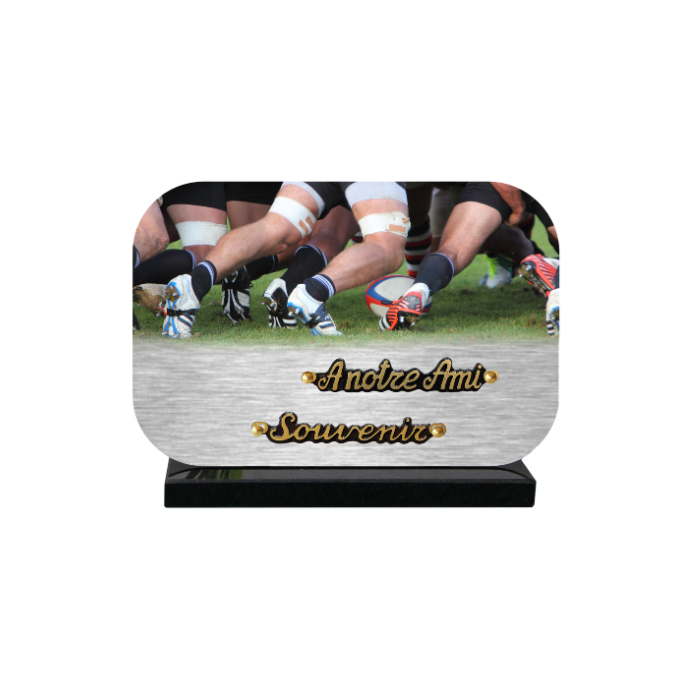 Plaque dibond rectangle arrondi joueurs de rugby