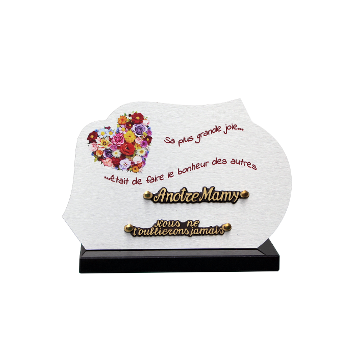 Plaque dibond forme cœur de fleurs 