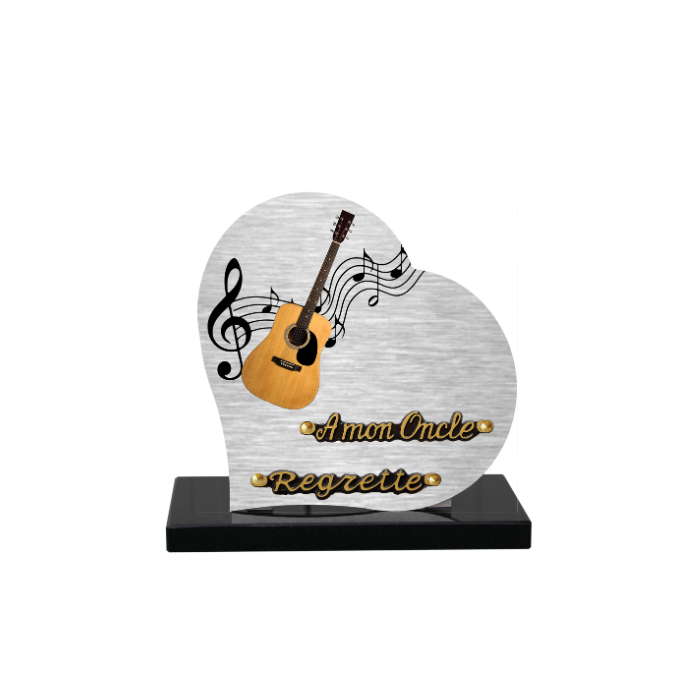 Plaque dibond forme cœur guitare