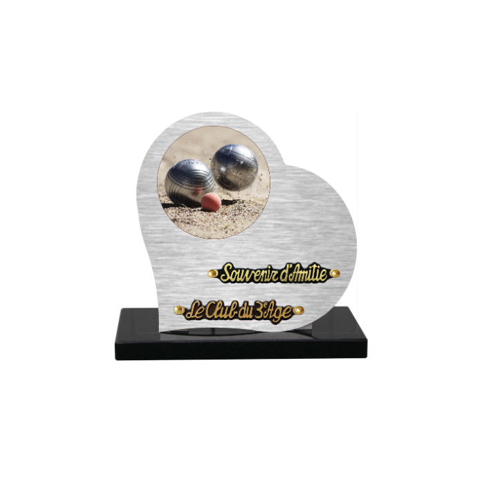 Plaque dibond forme cœur pétanque