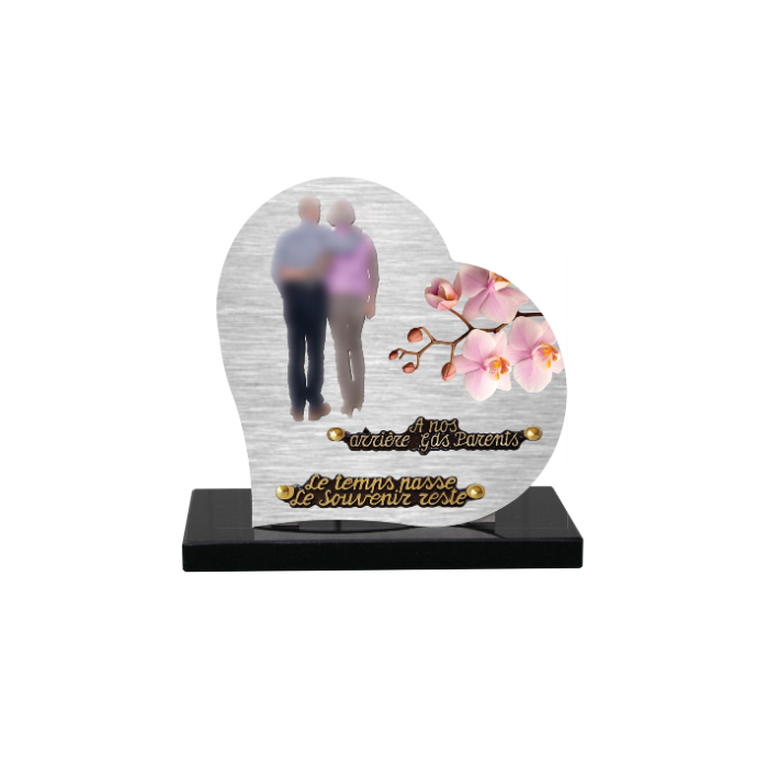 Plaque dibond forme cœur grands-parents