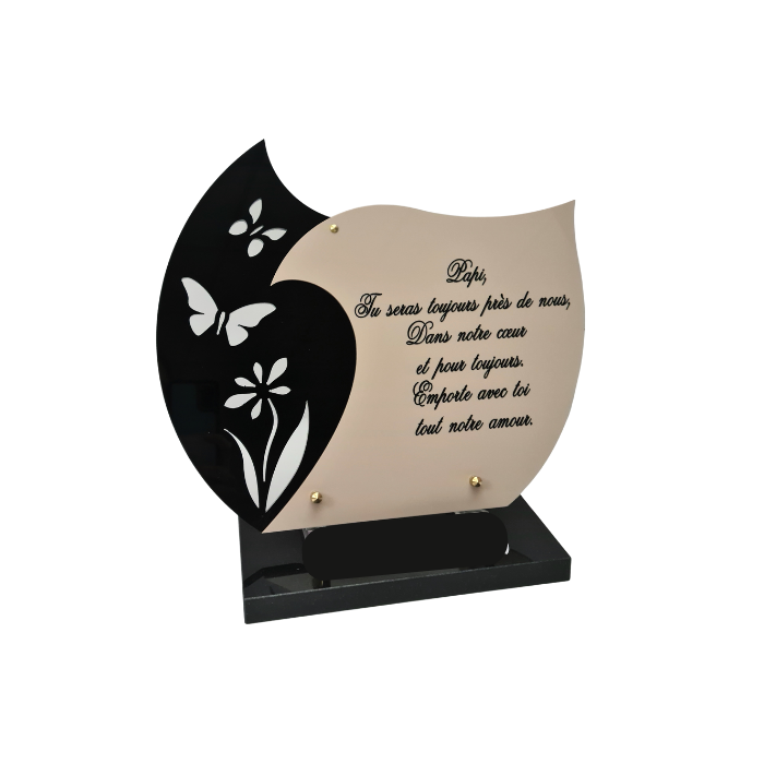 Plaque plexiglas taupe texte "papi" 24,5X34cm