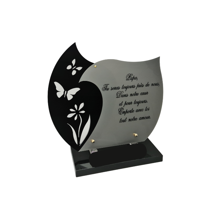 Plaque plexiglas grise texte "Papa" 24,5X34cm