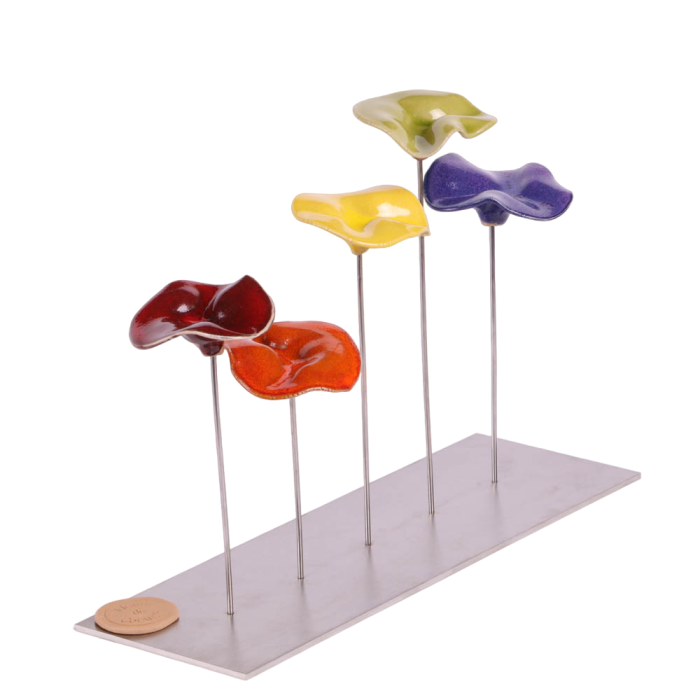 Rectangle 5 fleurs - Arc en ciel 30x10x25cm