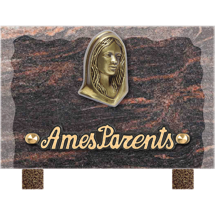 Plaque bords bruts bronze Vierge Marie 12x18cm