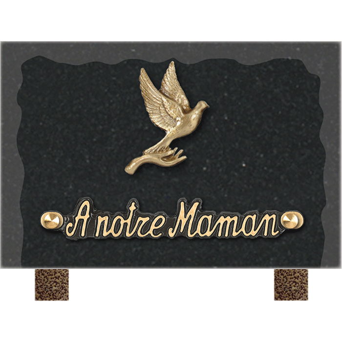Plaque bords bruts bronze main colombe 12x18cm