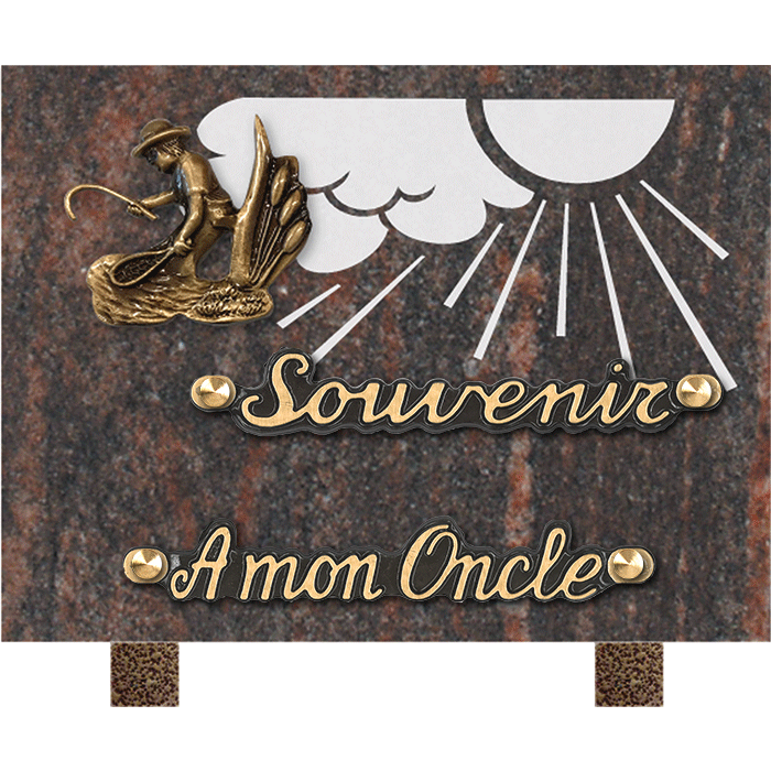 Plaque bronze agriculteur gravure nuage 15x20cm