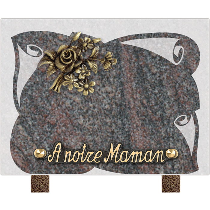 Plaque gravure parchemin bronze bouquet 15x20cm