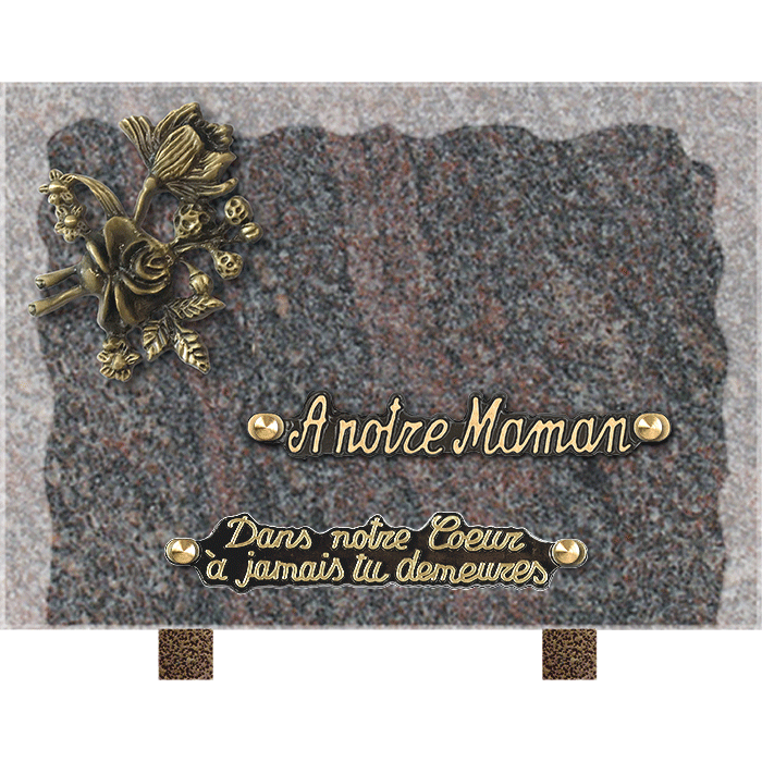 Plaque bords bruts bronze fleurs 18x25cm
