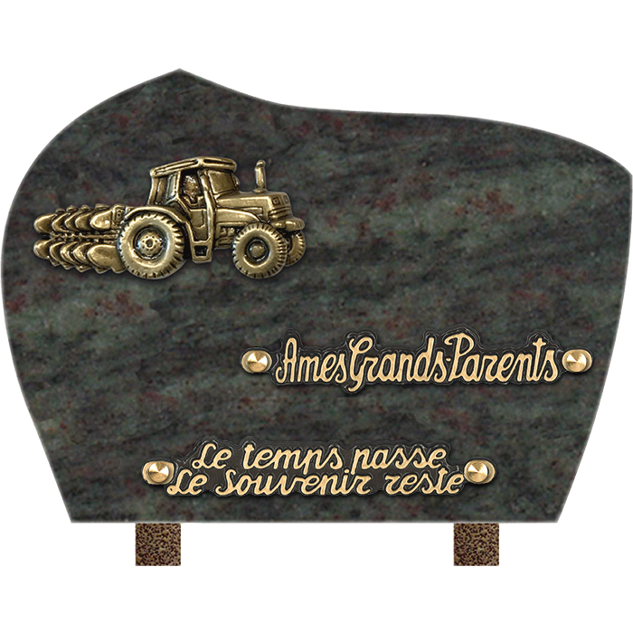 Plaque forme bronze tracteur 18x25cm