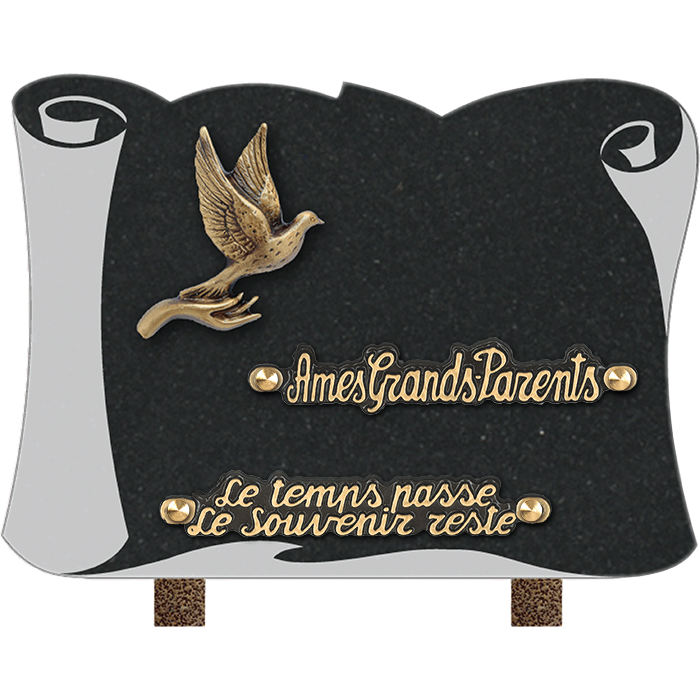 Plaque parchemin bronze main colombe 18x25cm
