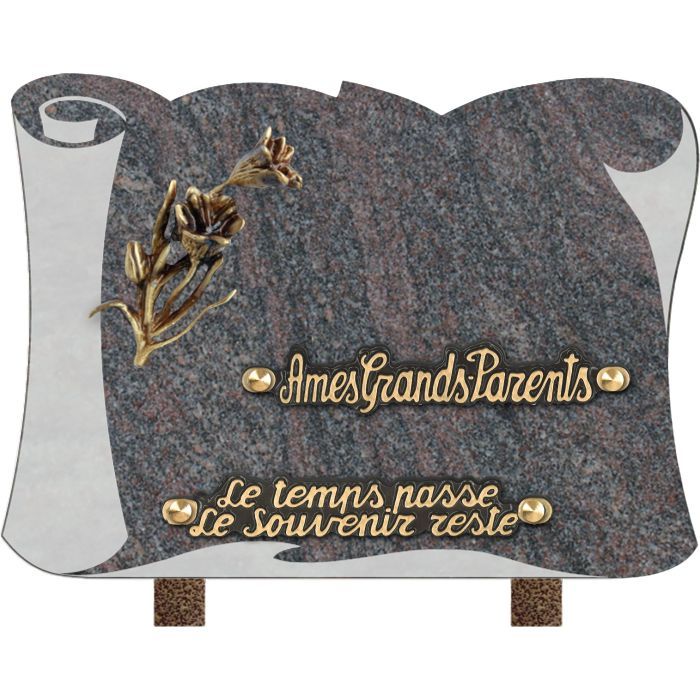 Plaque parchemin bronze fleurs 18x25cm