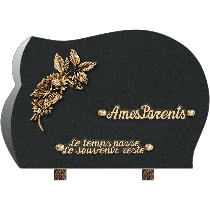 Plaque forme bronze feuilles papillon 20x30cm