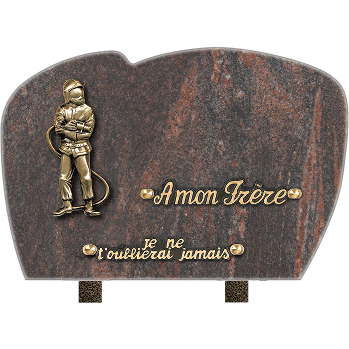 Plaque forme bronze pompier 20x30cm