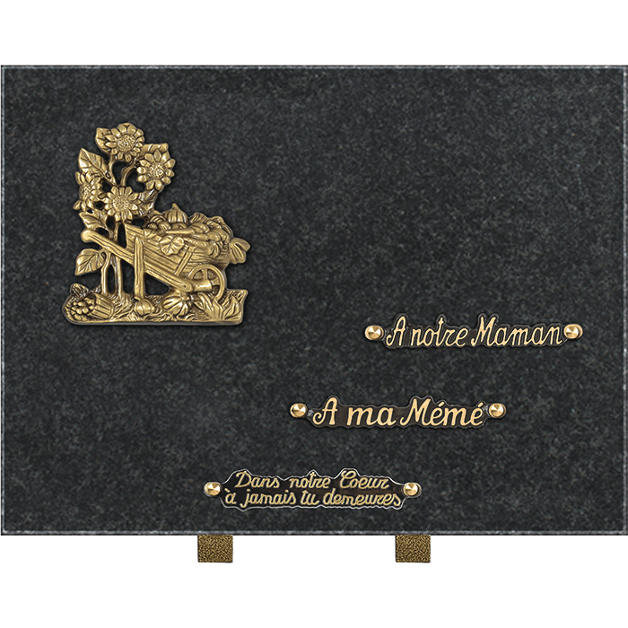 Plaque bronze brouette jardin 30x40cm