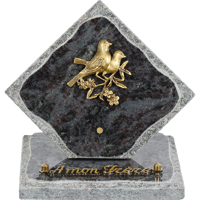 Plaque losange bronze oiseaux 15x15cm