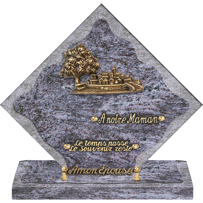 Plaque losange bronze village 28x28cm