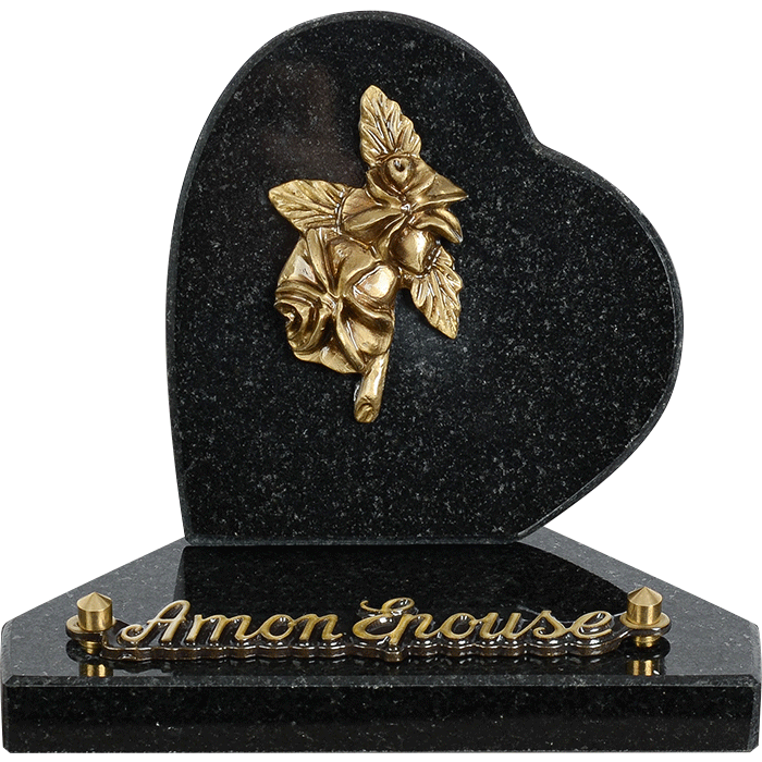Plaque coeur bronze fleurs 12x12cm
