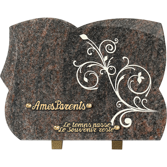 Plaque forme gravure fleurs 25x35cm