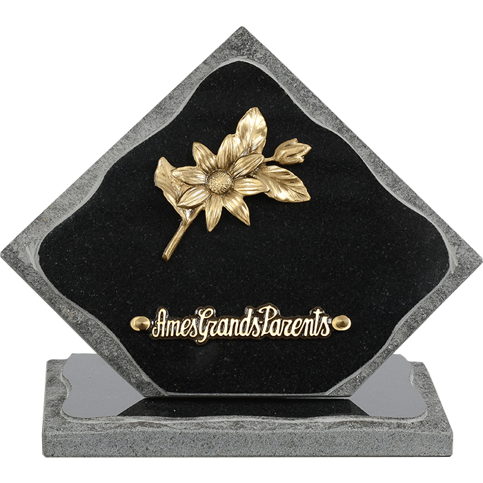 Plaque losange bronze fleur 20x20cm