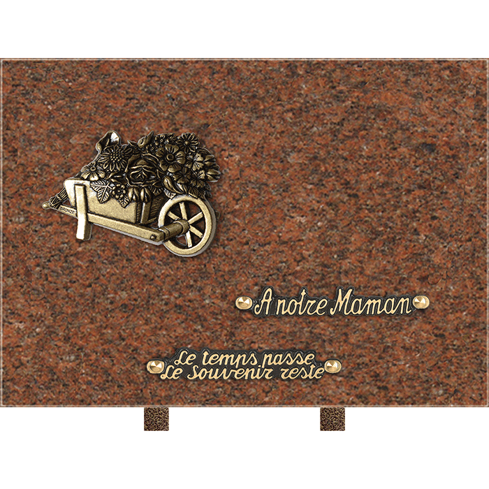 Plaque bronze brouette jardin 25x35cm