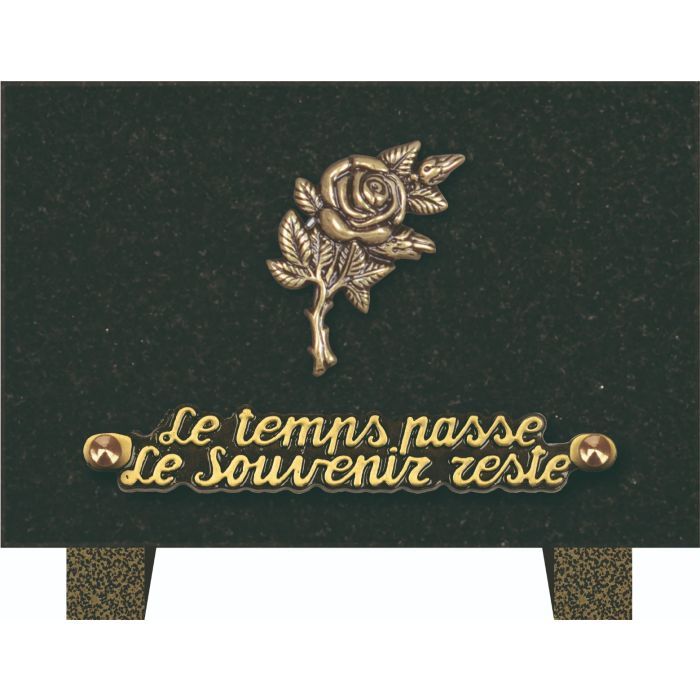 Plaque bronze tige rose 12x18cm