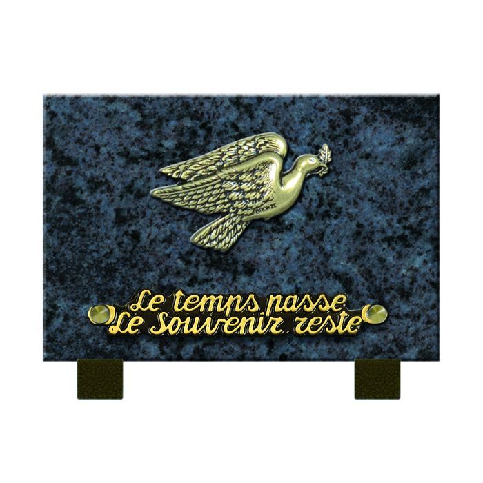 plaque bronze colombe feuillage 12x18cm