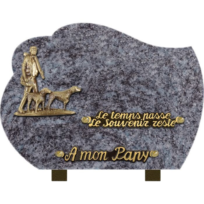 Plaque forme bronze chasseur chiens 18x25cm