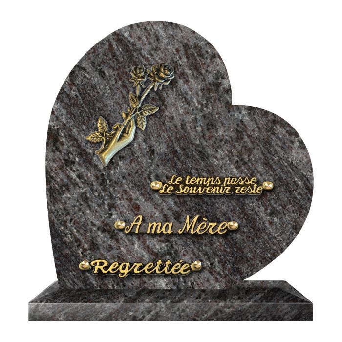 Plaque coeur bronze main roses 30x30cm